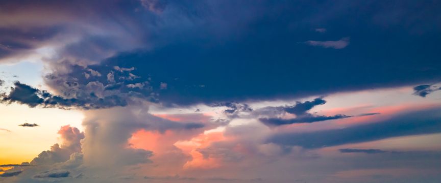 Distant Storm Sunsets sky #2 — real panoramic sky for replacement