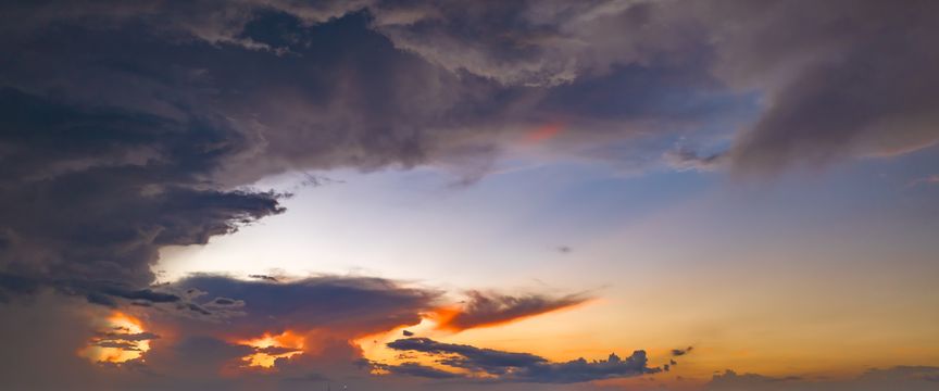 Distant Storm Sunsets sky #3 — real panoramic sky for replacement