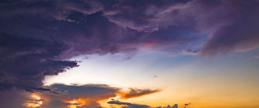 Distant Storm Sunsets sky #4 — real panoramic sky for replacement