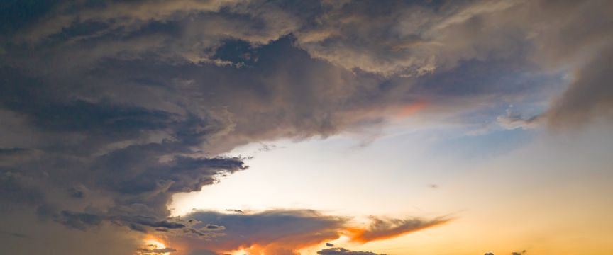 Distant Storm Sunsets sky #7 — real panoramic sky for replacement