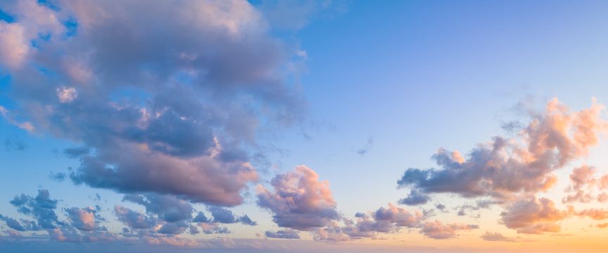 Puffy Cloud Sunrise sky #5 — real panoramic sky for replacement