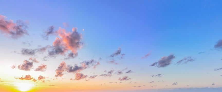 Puffy Cloud Sunrise sky #9 — real panoramic sky for replacement