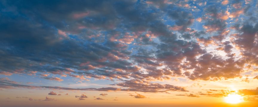 Wispy Cloud Sunrise sky #8 — real panoramic sky for replacement