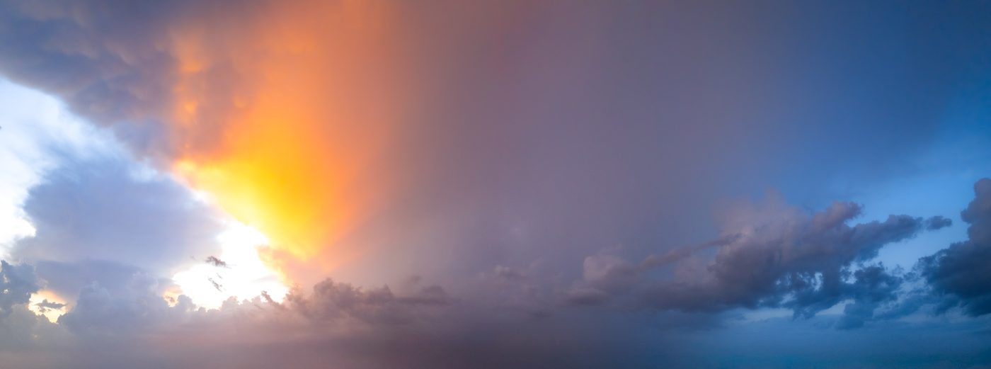 Distant Storm Sunsets — 52 real panoramic skies